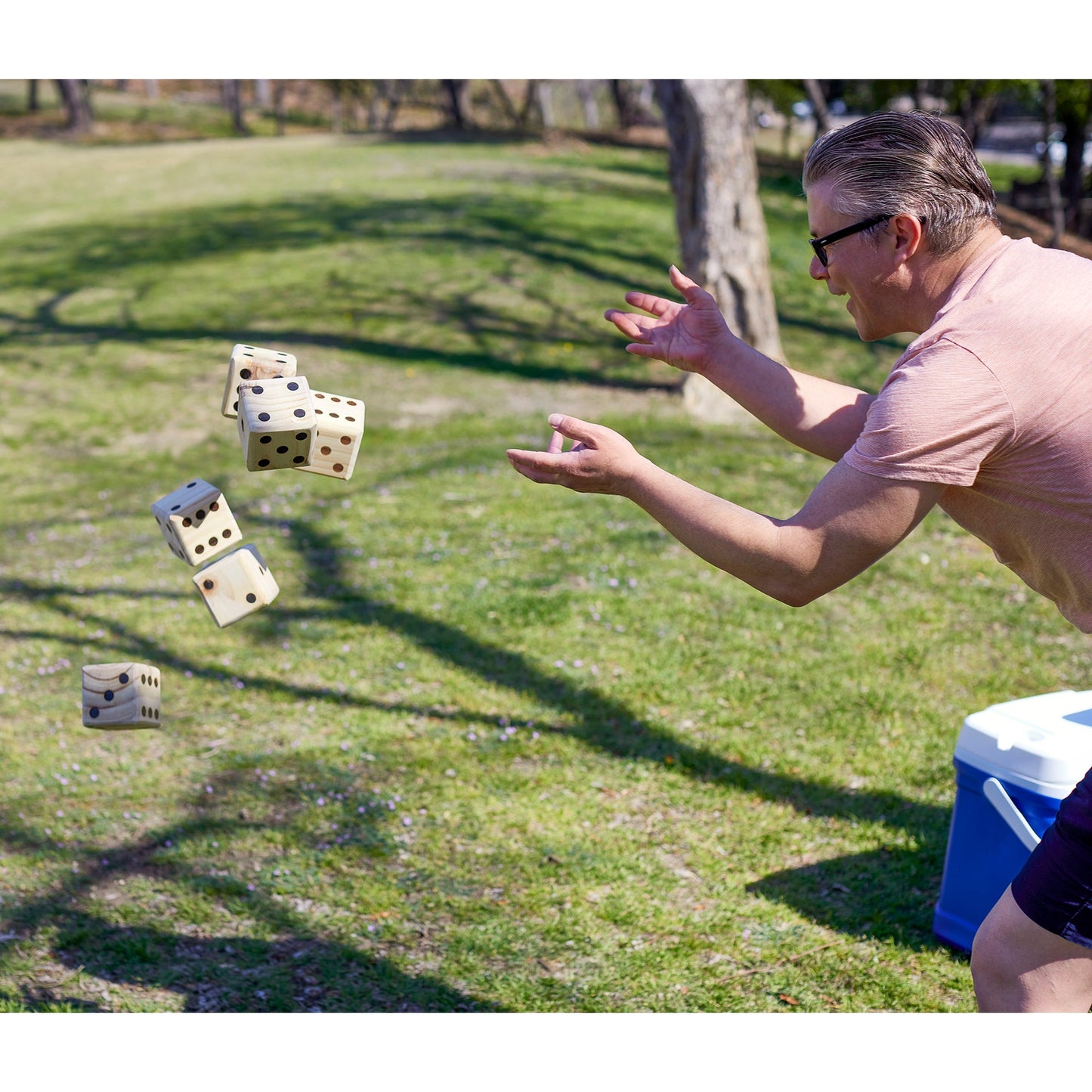 YardGames Giant Outdoor 3.5 Inch Wooden Dice Set with Scorecards & Case