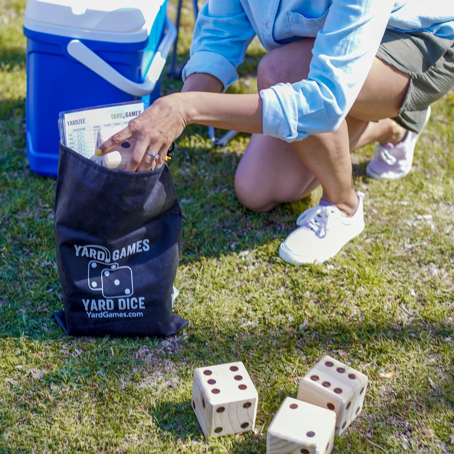 YardGames Giant Outdoor 3.5 Inch Wooden Dice Set with Scorecards & Case