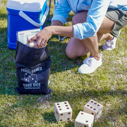 YardGames Giant Outdoor 3.5 Inch Wooden Dice Set with Scorecards & Case