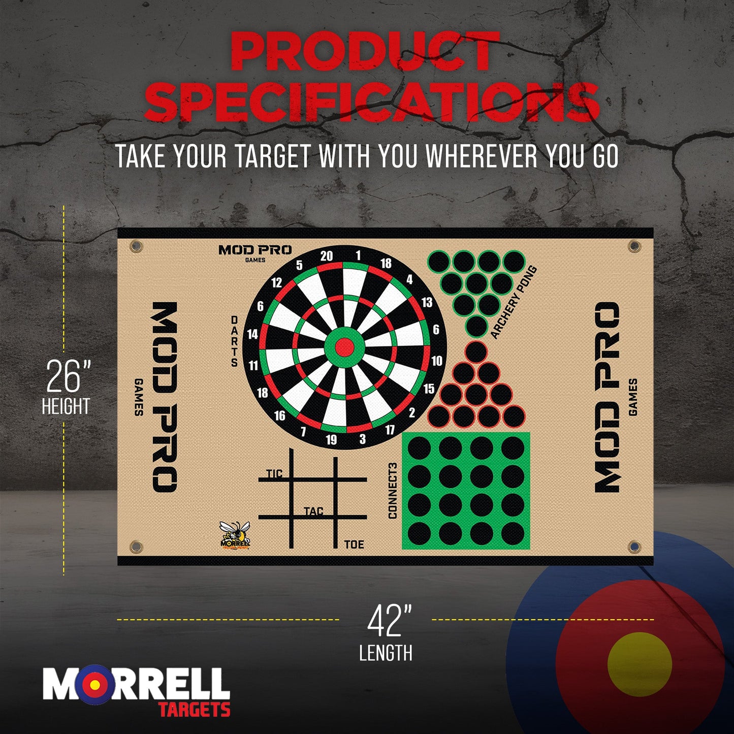 Morrell Yellow Jacket MOD Pro Games Wrap w/ Archery Pong and Dart Board Bullseye