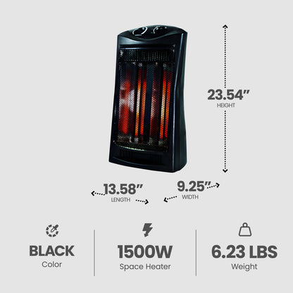 Geneva Industrial 1500W Quartz Infrared Tower Heater with Adjustable Thermostat