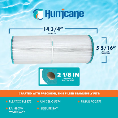 Hurricane HF5374-01 Advanced Pool and Spa Filter Cartridge Replacement, White