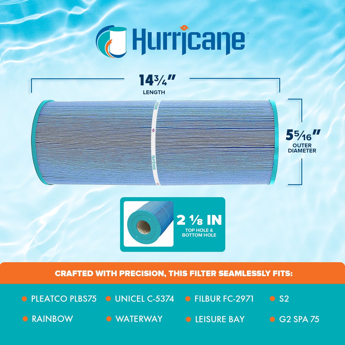 Hurricane 2 Pack HF5374-01M Elite Aseptic Pool Spa Filter Cartridge Replacement