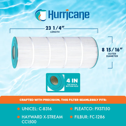 Hurricane HF8316-01 Advanced Pool and Spa Filter Cartridge Replacement, White