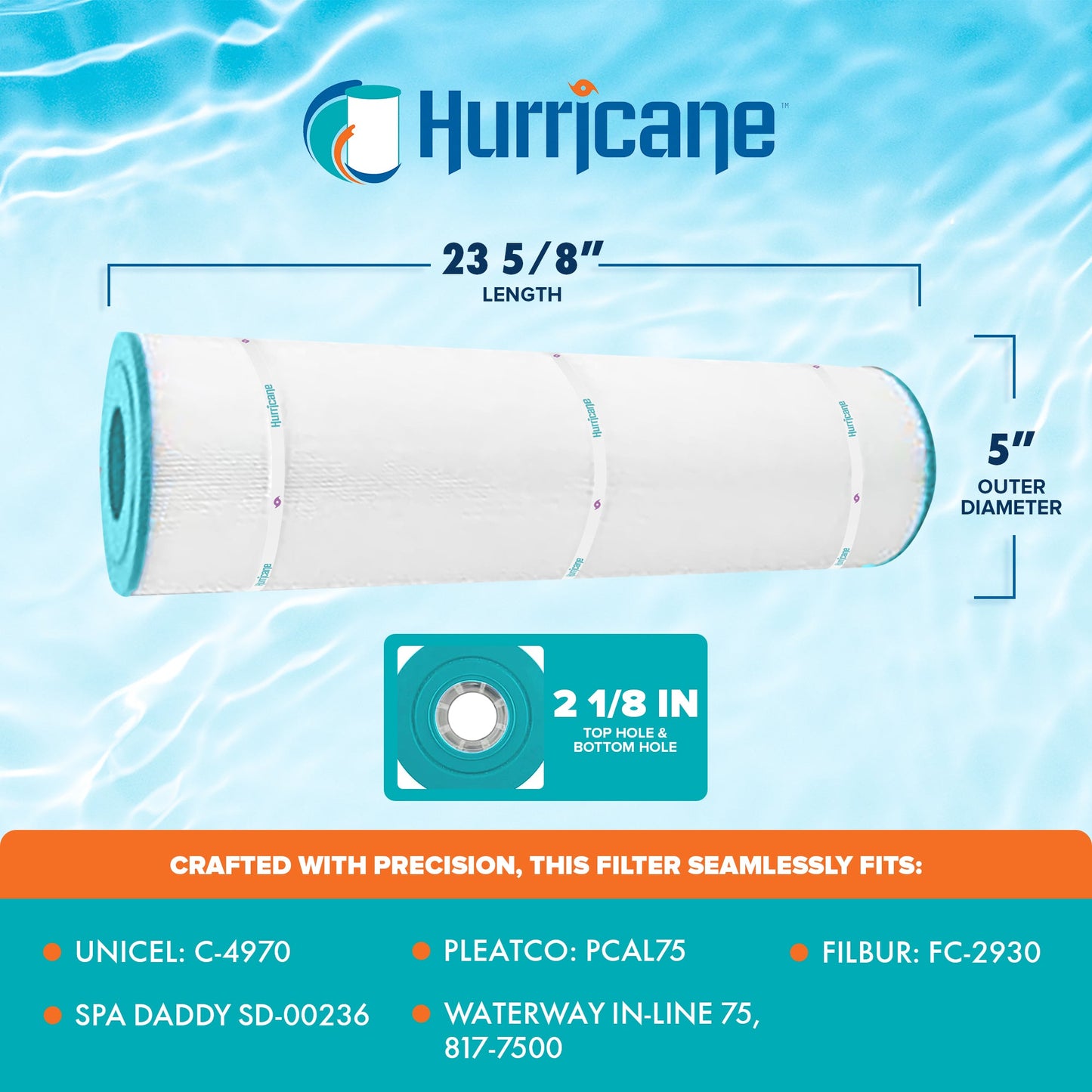 Hurricane Filters HF4970-01 Advanced Spa Filter Cartridge Replacement for Unicel C-4970, Filbur FC-2930, and Other Compatible Models