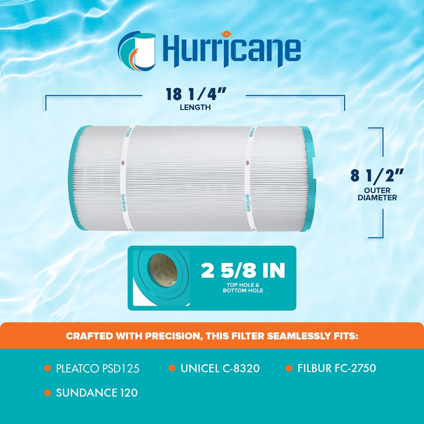 Hurricane HF8320-01 Advanced Pool and Spa Filter Cartridge Replacement, White