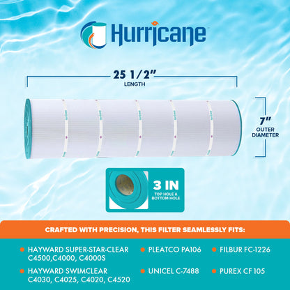 Hurricane 4 Pack HF7488-04 Advanced Pool and Spa Filter Cartridge Replacement