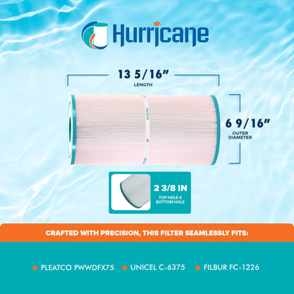 Hurricane Advanced Spa Filter Cartridge for PWWDFX75, C-6375, and FC-1226, White