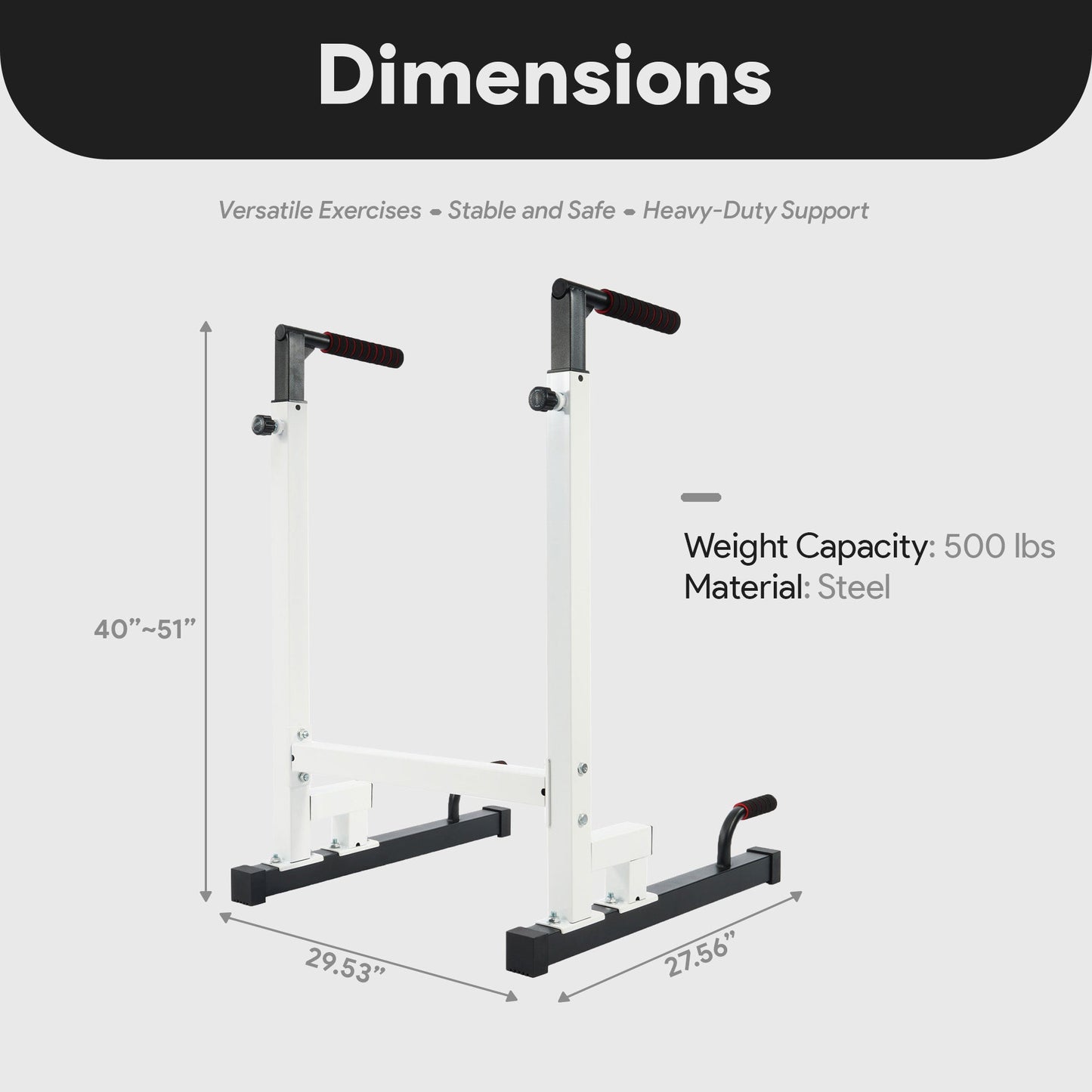 BalanceFrom Multi Function Home Gym Exercise Dip Stand, 500lb Capacity, White