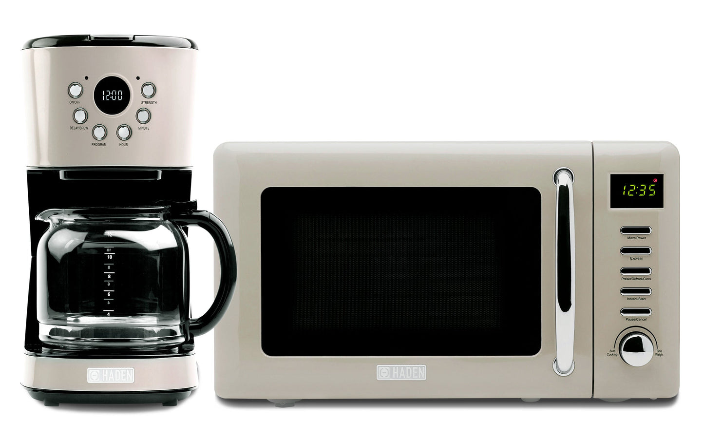 Haden Dorset 12 Cup Programmable Coffee Maker with Countertop Microwave, Putty