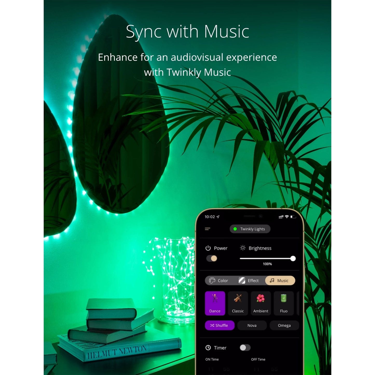 Twinkly Dots App-Controlled Flexible LED Lights 400 RGB Black Wire USB-Power