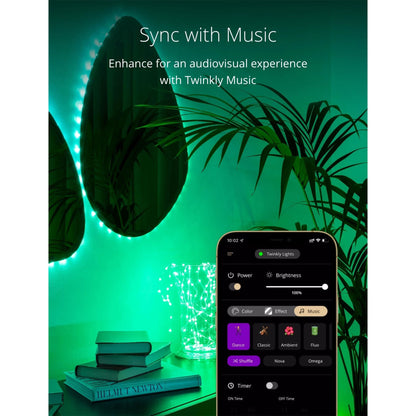 Twinkly Dots App-Controlled Flexible LED Lights 400 RGB Black Wire USB-Power