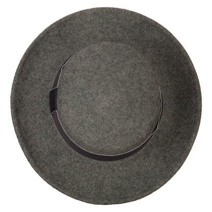 Women's Wool Wide Ribbon Band Trim Folded Wide Brim Bowler Fedora hat