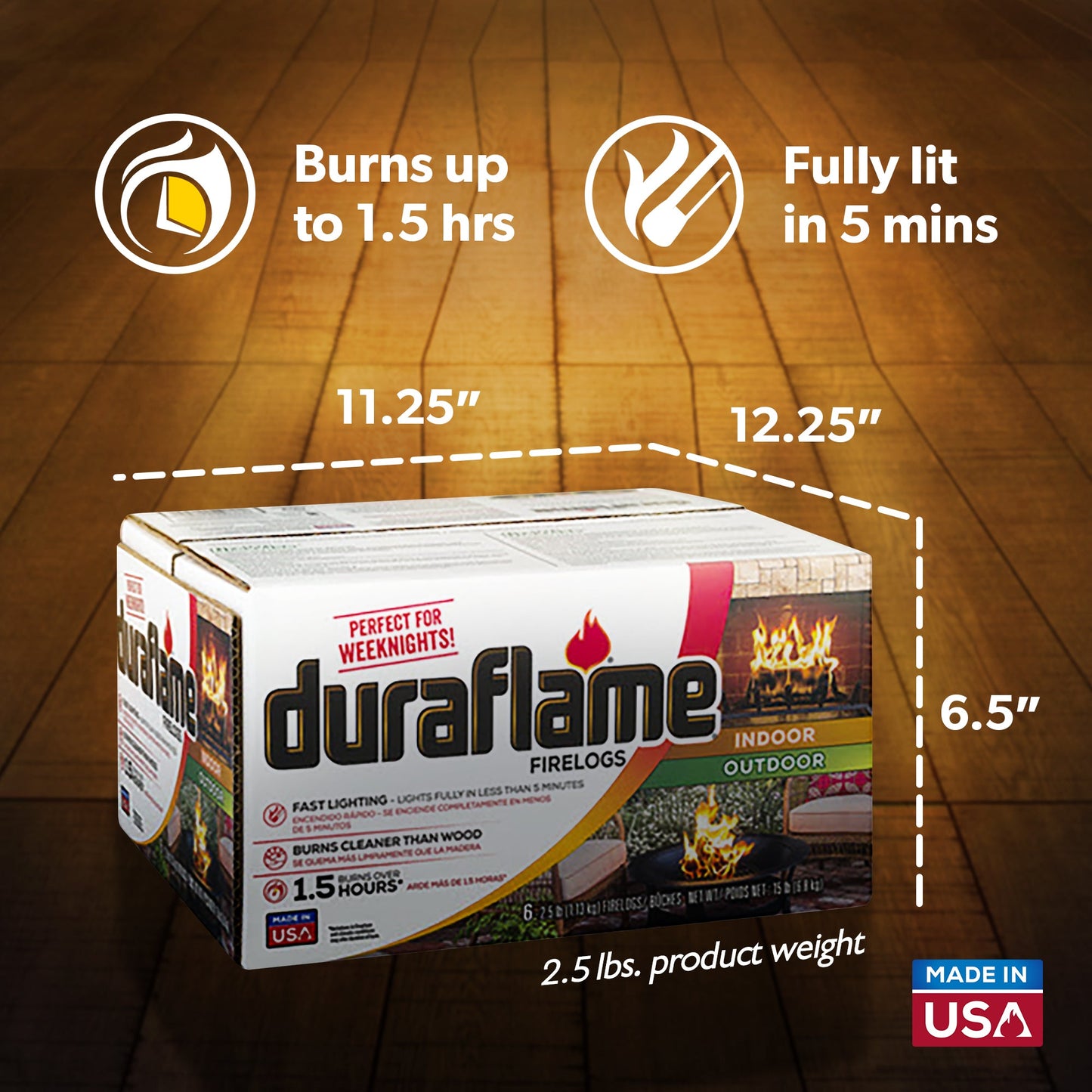 Duraflame 2.5lbs Indoor Outdoor Fireplace Pit Firelog 4.5 Hr Burn Time (18 Pack)