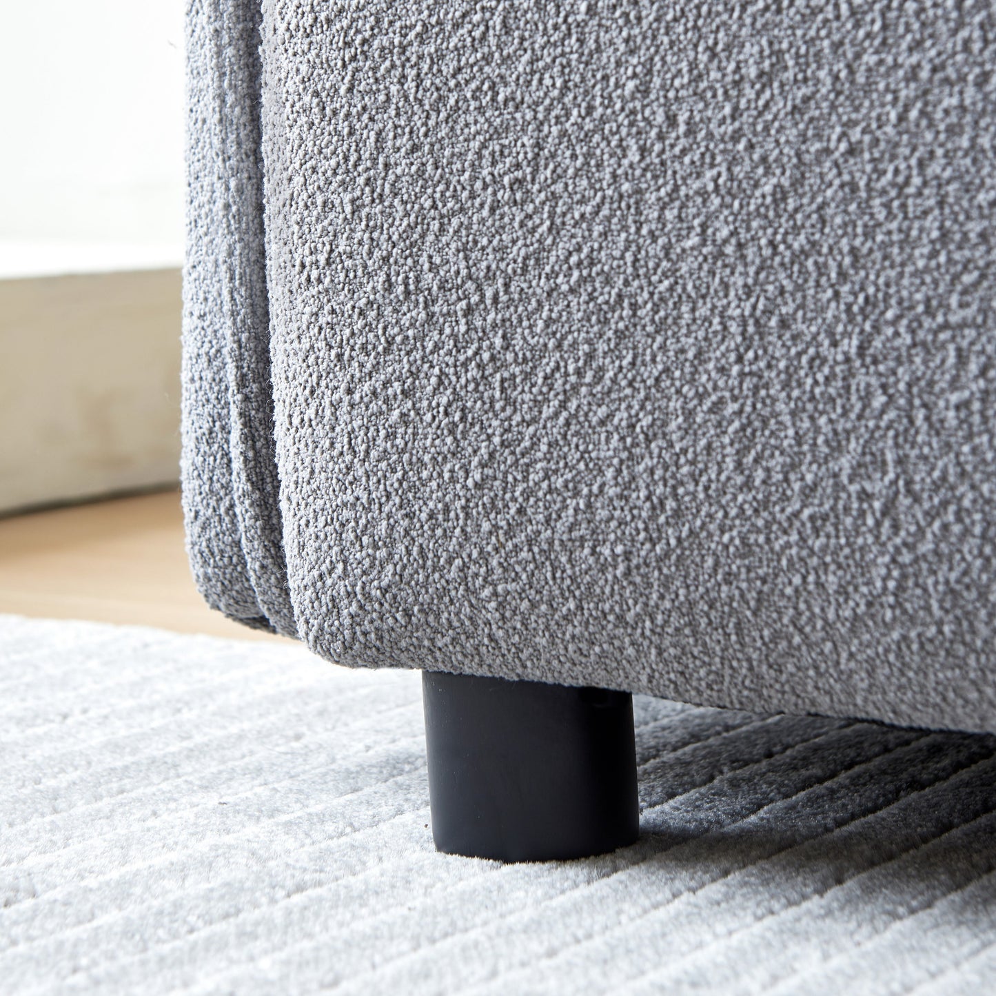 120" Teddy Fabric Sofa, Modern Modular Sectional Couch, Button Tufted Seat Cushion for Living room, Apartment & Office.(Gray)