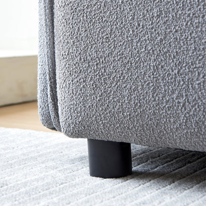 120" Teddy Fabric Sofa, Modern Modular Sectional Couch, Button Tufted Seat Cushion for Living room, Apartment & Office.(Gray)