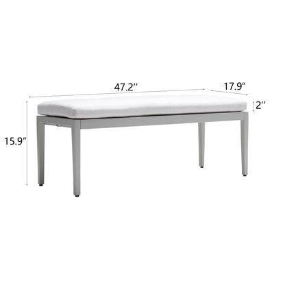 Aluminum Outdoor Patio Bench with Plush Cushion