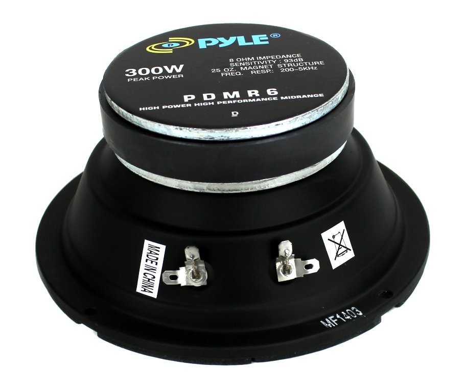 Pyle 6.5" 300W Car Mid Bass MidRange Audio Speaker 8 Ohm Black