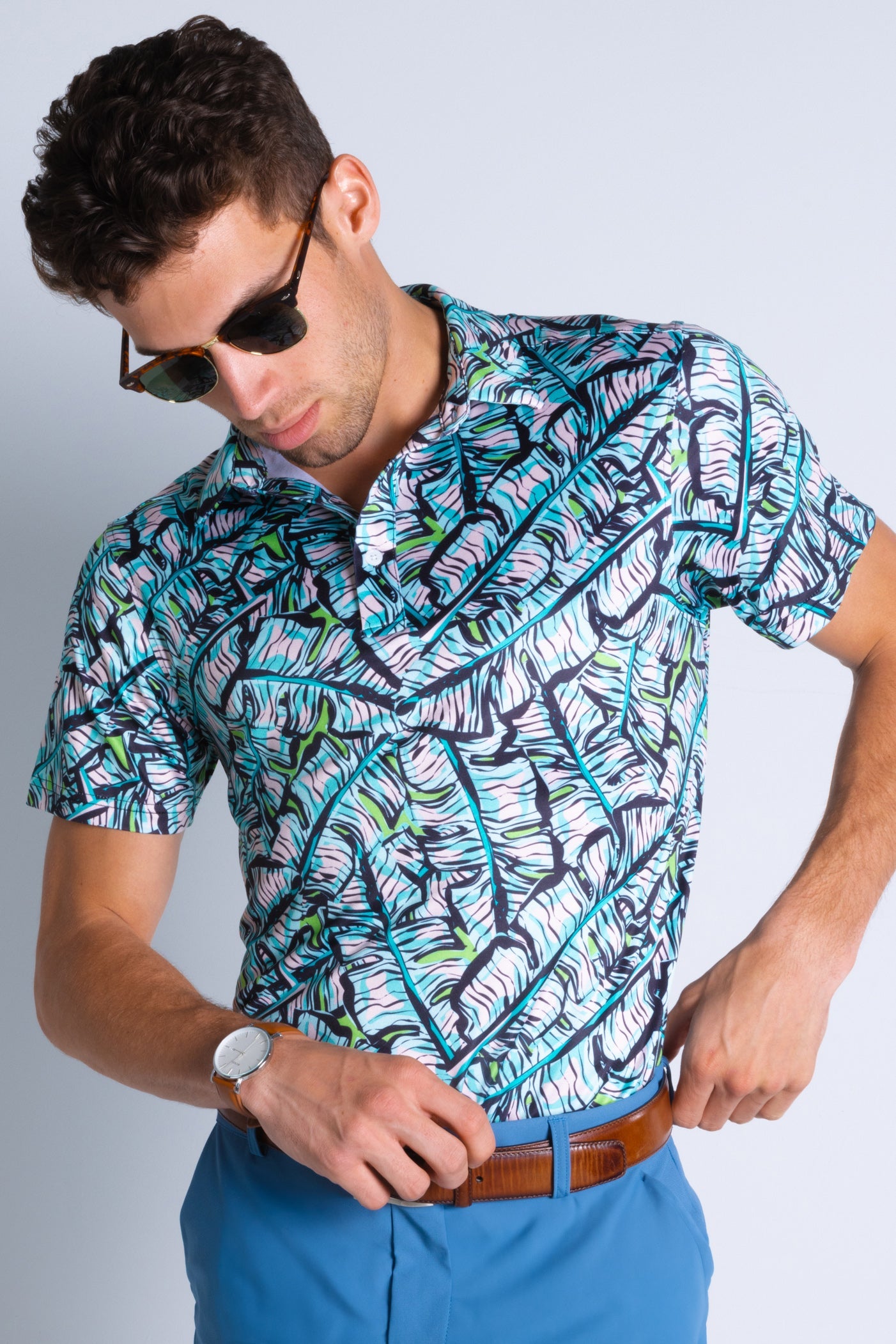 The Easy Breezy | Blue Tropical Men’s Polo