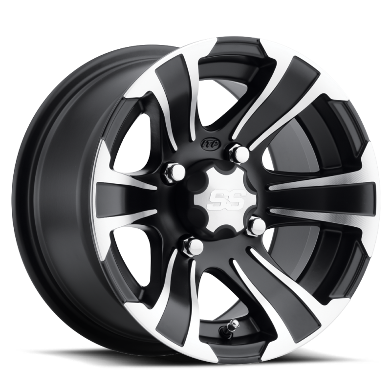 ITP SS 312 12x7 / 4x110 BP / 5+2 Offset Black w/ Machined Wheel