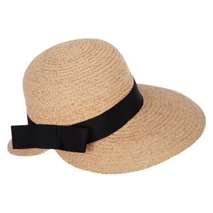 Women's Raffia Braid Bow Ribbon Band Accented Large Brim Sun Hat