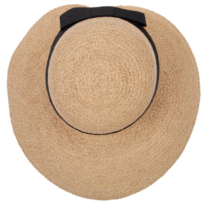 Women's Raffia Braid Bow Ribbon Band Accented Large Brim Sun Hat