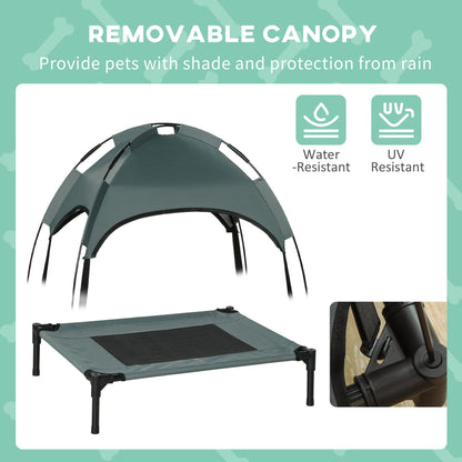 Elevated Portable Dog Cot Pet Bed with UV Protection Canopy Shade, 24 inch, Gray