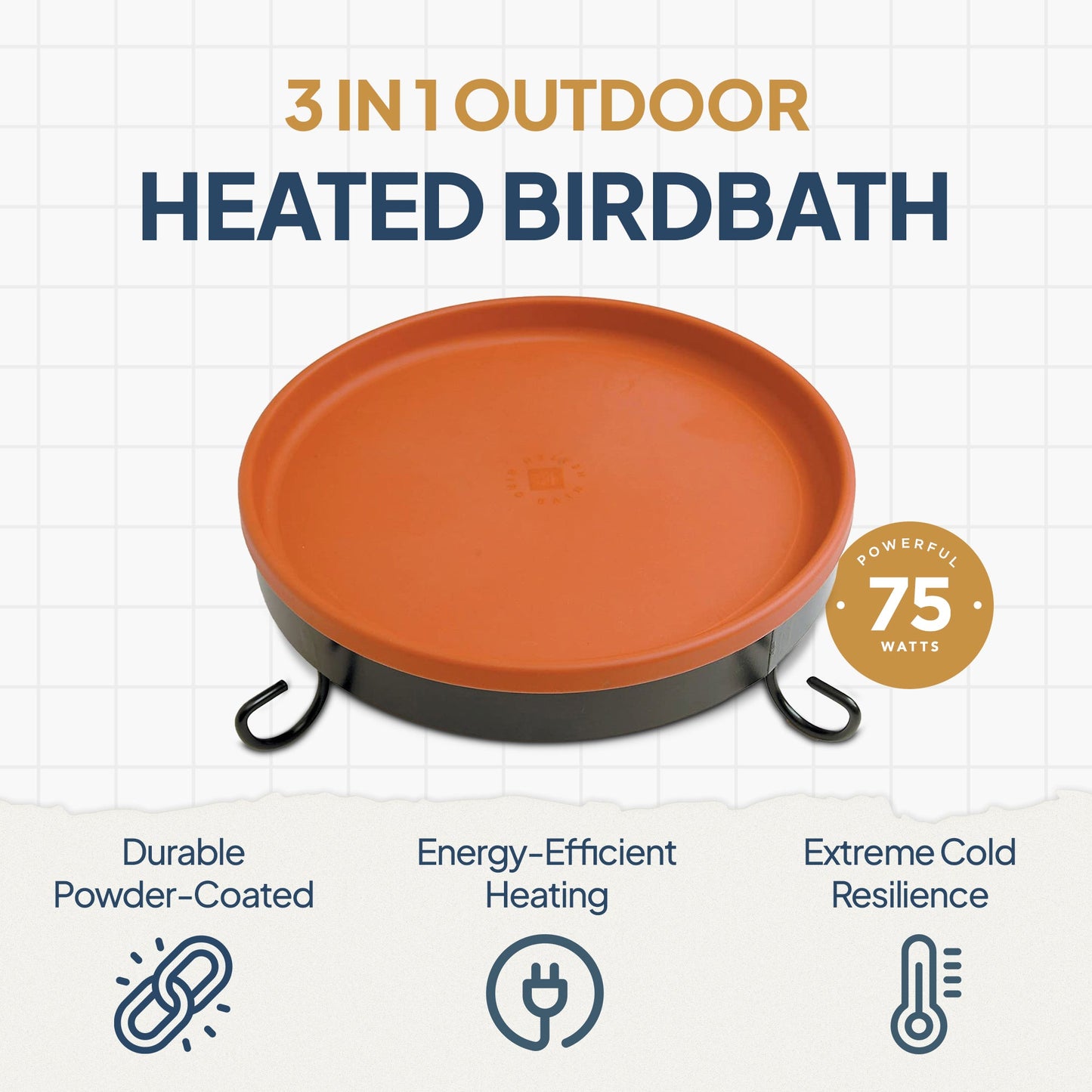 Farm Innovators All Seasons 3 In 1 75 Watts Heated Birdbath, Terracotta (4 Pack)