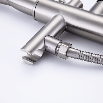 Freestanding Bathtub Faucet Tub Filler Free Standing Matte Black Tub Faucet Classic Brass Stand Alone Clawfoot Tub faucet Soaking Tub Fillers Floor Mount Tub Filler with handheld shower