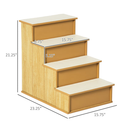 Pet Stairs, Small Pet Steps with Cushioned Removable Covering for Dogs and Cats Up To 22 Lbs., Natural