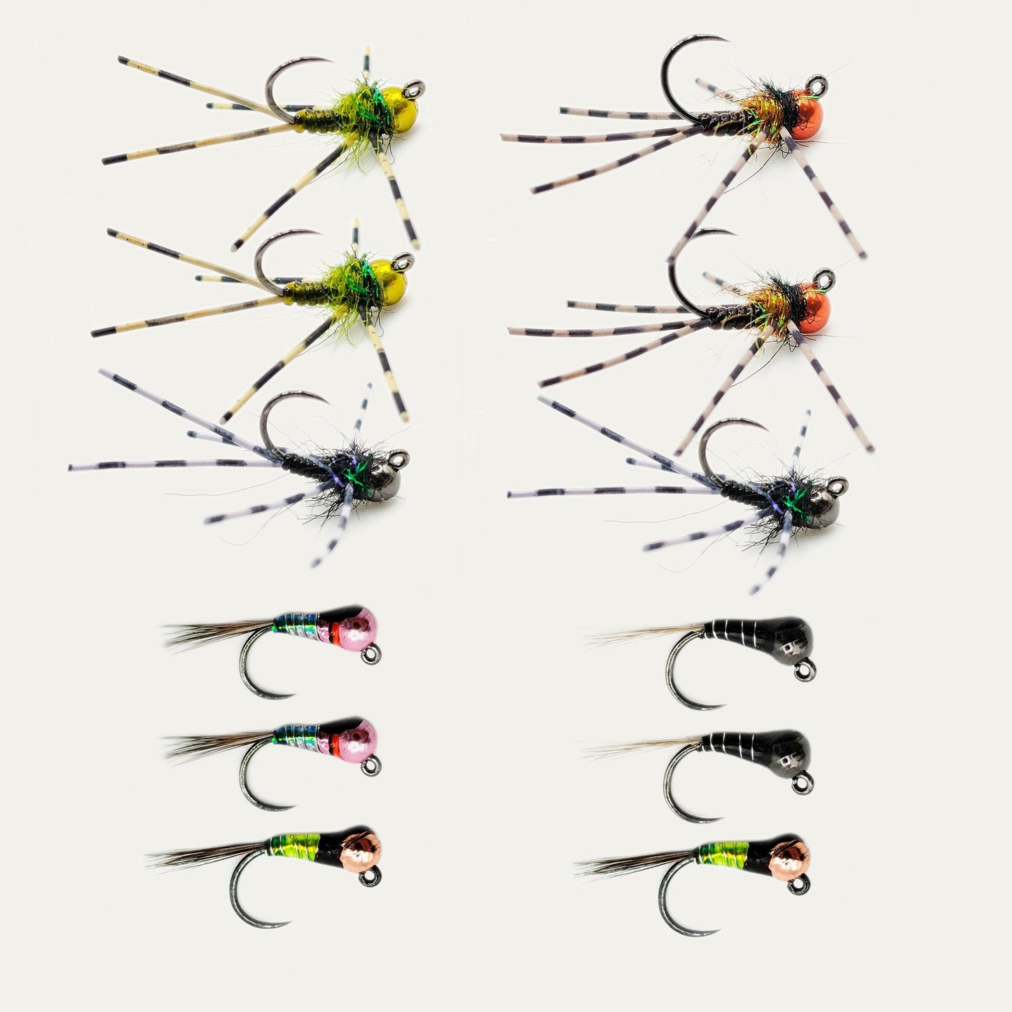 Tungsten Deep Jig Tactical Nymph Fly Assortment - VMC Barbless Jig Hooks