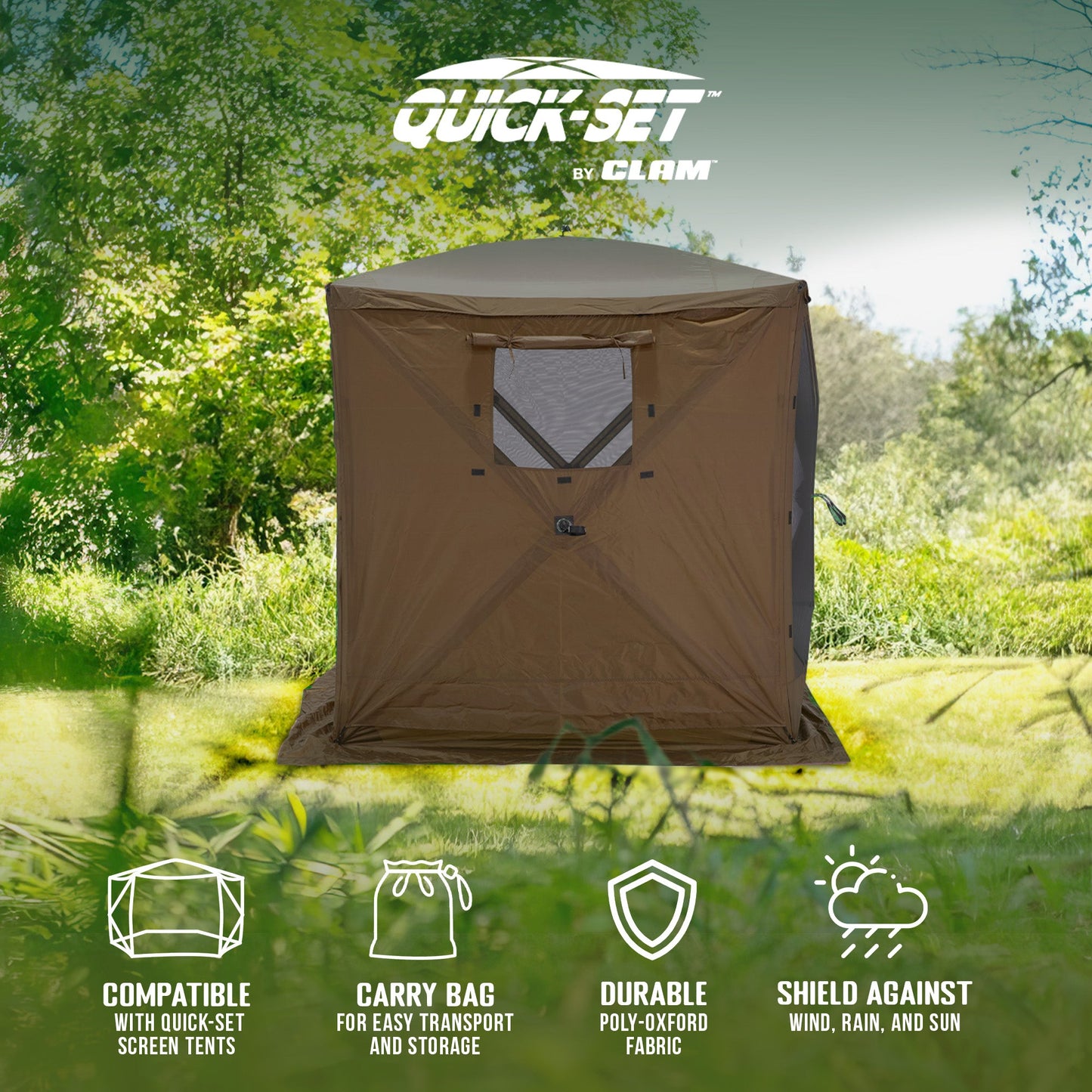 CLAM Quick-Set Screen Hub Tent Wind & Sun Panels, Accessory Only, Brown (3 Pack)