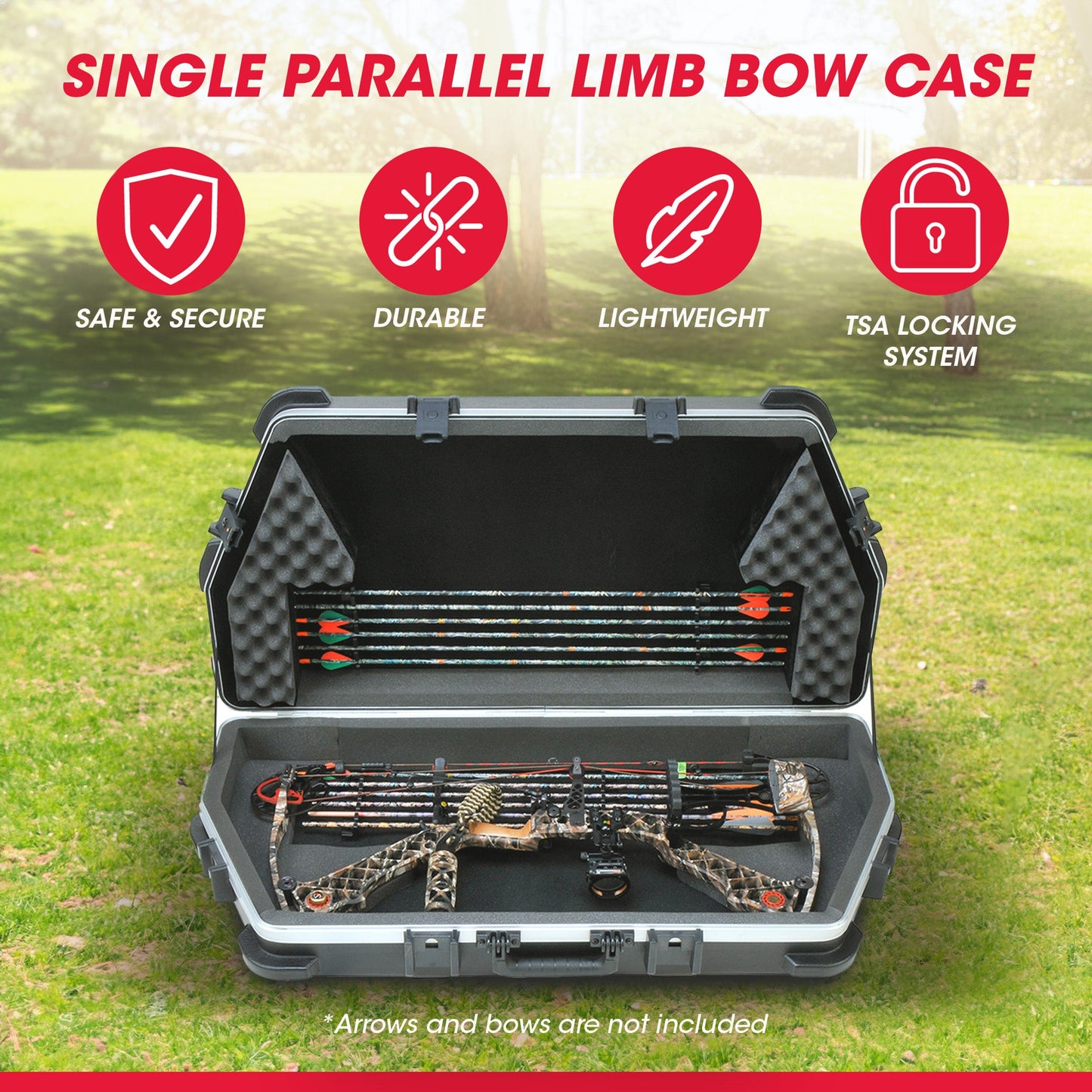 SKB Cases 4119 Hard Exterior Waterproof ATA Single Parallel Limb Bow Case, Black