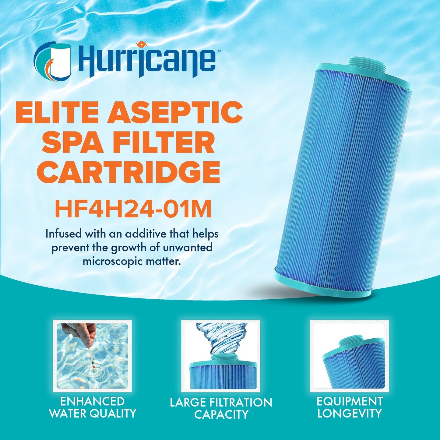 Hurricane HF4H24 Elite Aseptic Spa Filter Cartridge for PGS25P4 & Unicel 4CH-24