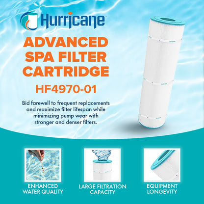 Hurricane Filters HF4970-01 Advanced Spa Filter Cartridge Replacement for Unicel C-4970, Filbur FC-2930, and Other Compatible Models