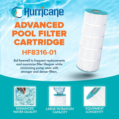 Hurricane HF8316-01 Advanced Pool and Spa Filter Cartridge Replacement, White