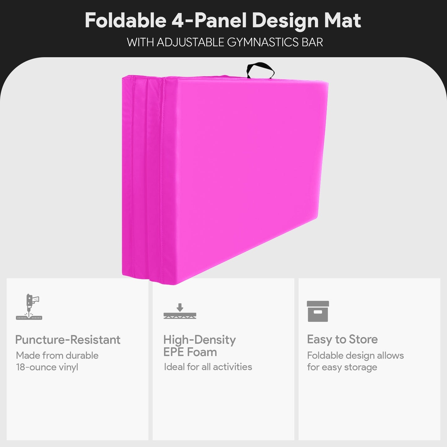 BalanceFrom Fitness 120 x 48 Inch Exercise Mat & Adjustable Gymnastics Bar, Pink