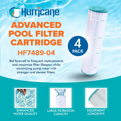 Hurricane 4 Pack HF7489-04 Advanced Pool and Spa Filter Cartridge Replacement