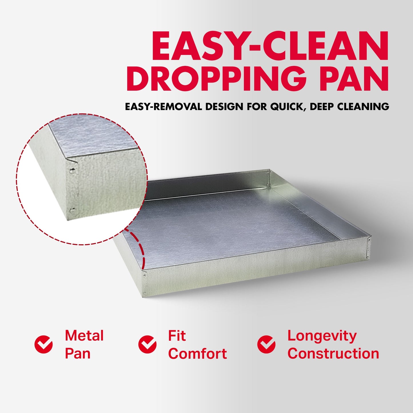 Pet Lodge 24 x 24 x 2.75 Inches Heavy Duty Metal Rabbit Hutch Dropping/Waste Pan