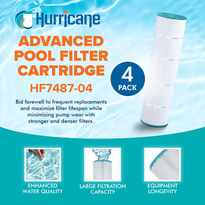 Hurricane 4 Pack HF7487-04 Advanced Pool and Spa Filter Cartridge Replacement