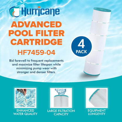 Hurricane 4 Pack HF7459-04 Advanced Pool and Spa Filter Cartridge Replacement