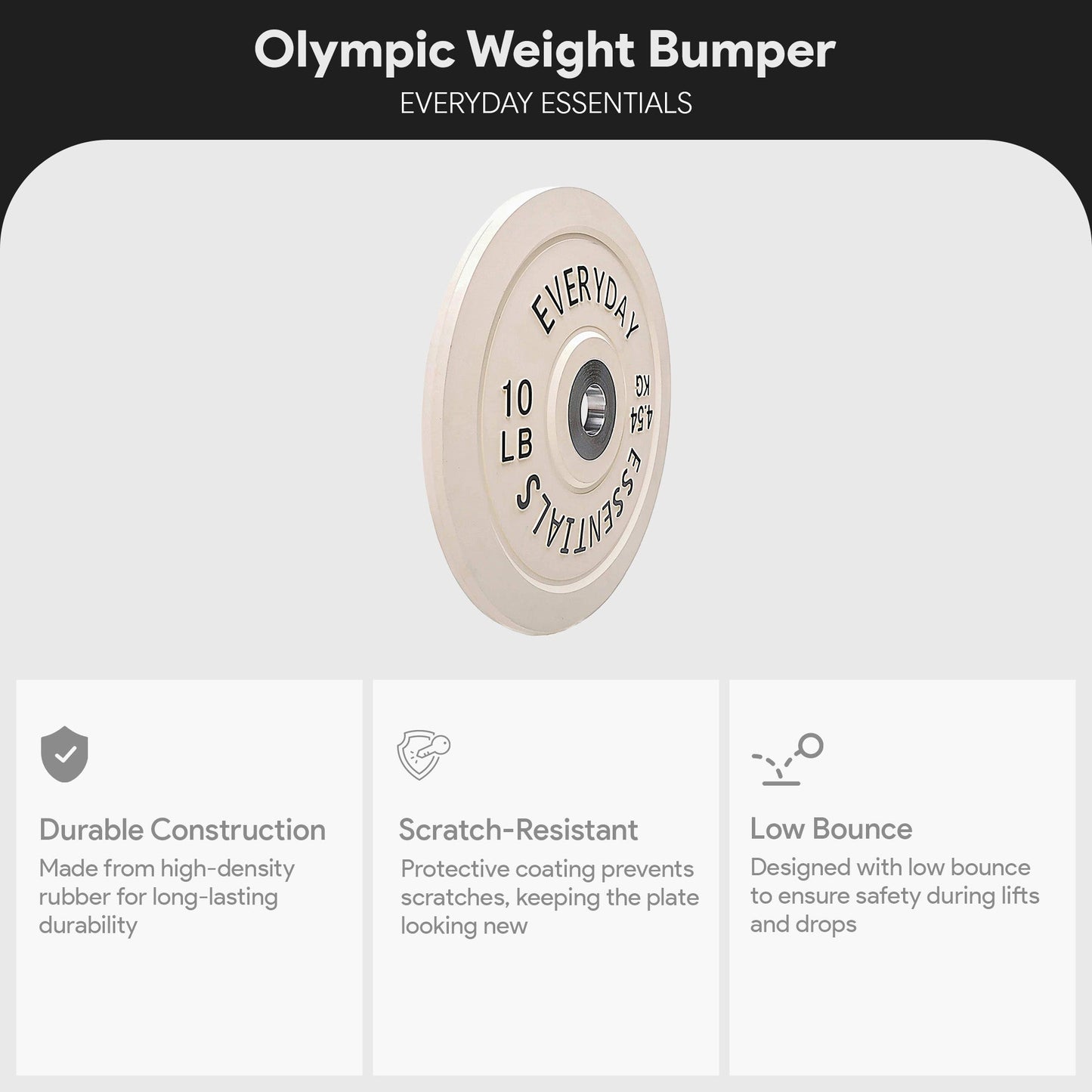 BalanceFrom Everyday Essentials 10 Pound Olympic Weight Bumper Plate, White