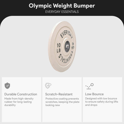 BalanceFrom Everyday Essentials 10 Pound Olympic Weight Bumper Plate, White