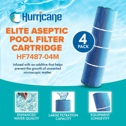 Hurricane 4 Pack HF7487-04M Elite Aseptic Pool Filter Cartridge Replacement
