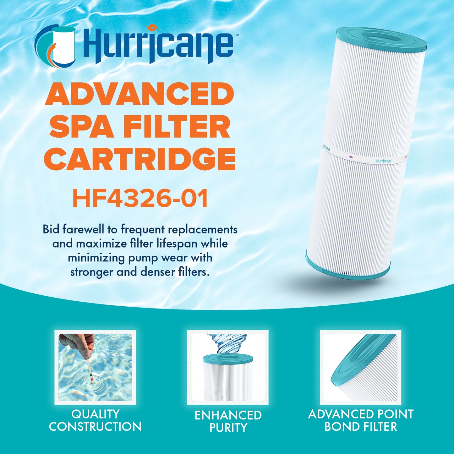 Hurricane HF4326-01 Advanced Pool and Spa Filter Cartridge Replacement, White