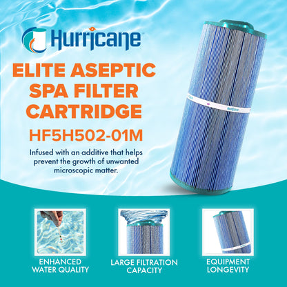 Hurricane HF5H502-01M Elite Aseptic Pool Spa Filter Cartridge Replacement, Blue