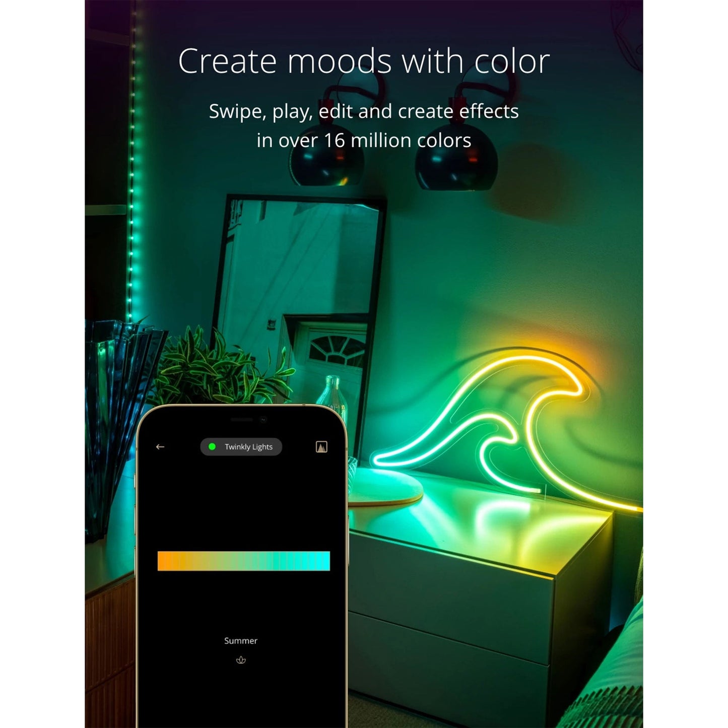 Twinkly Flex App-Controlled Flexible Light Tube RGB 16 Mil Colors 6.5' (2 Pack)