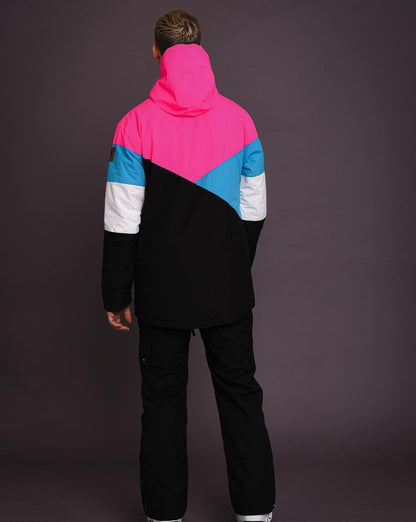 Fresh Pow Men's Ski & Snowboard Jacket - Neon Pink, Blue & Black