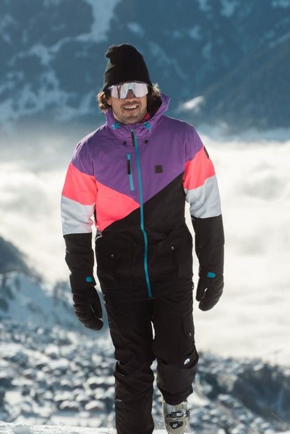 Fresh Pow Men's Ski & Snowboard Jacket - Neon Pink, Purple & Black