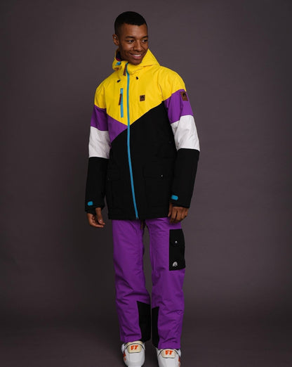 Fresh Pow Men's Ski & Snowboard Jacket - Yellow, Purple & Black